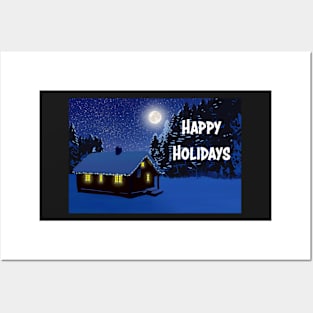 Festive Landscape Card: Happy Holidays Posters and Art